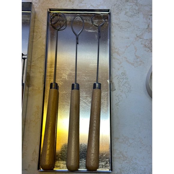 Vintage Chocolate Dipping Fork Set - 6 pc - Stainless Steel, Wood Handle - Picture 3 of 5